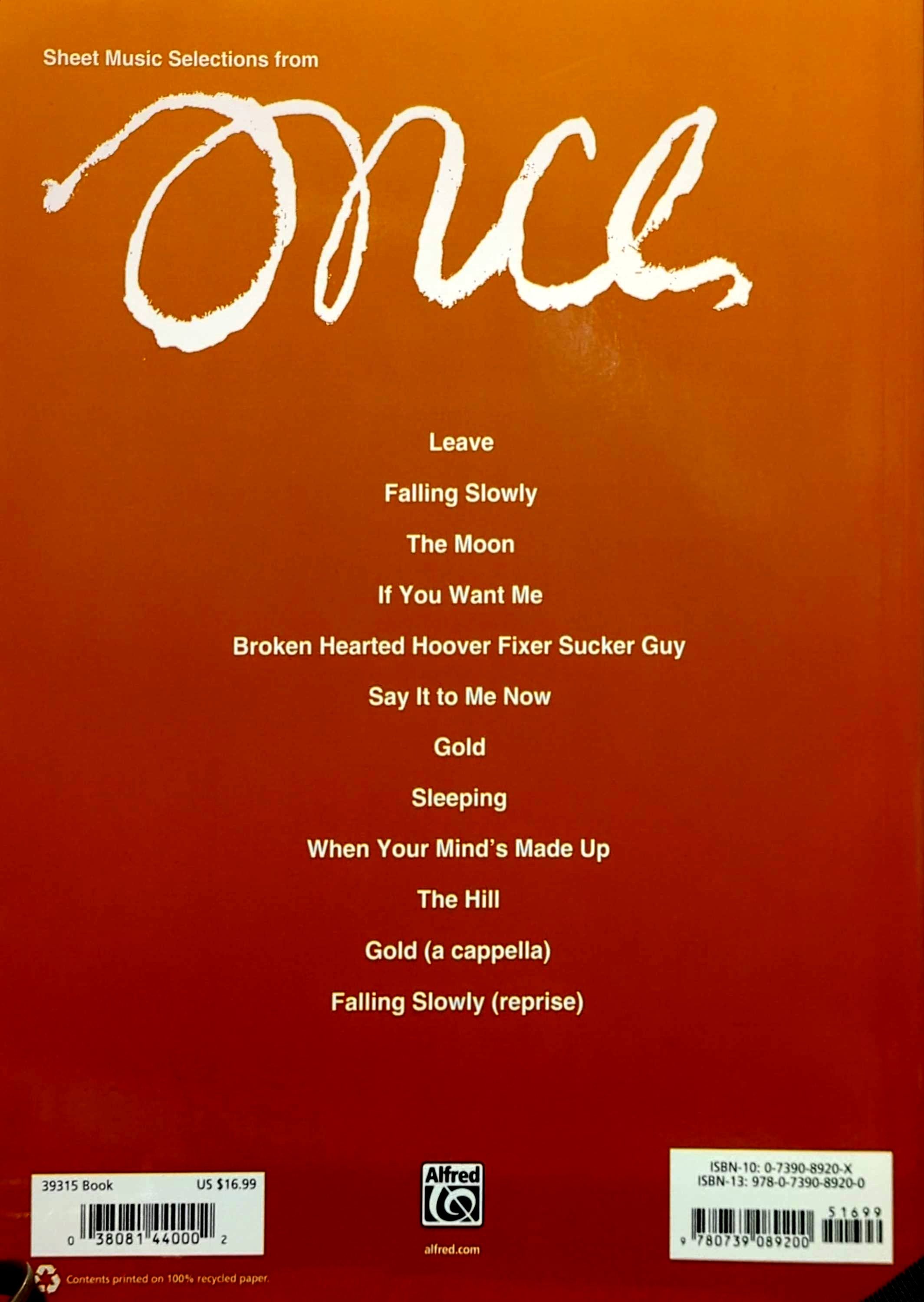 Once - Sheet Music Selections: Piano, Vocal, Guitar Book by Glen Hansard & Marketa Irglova