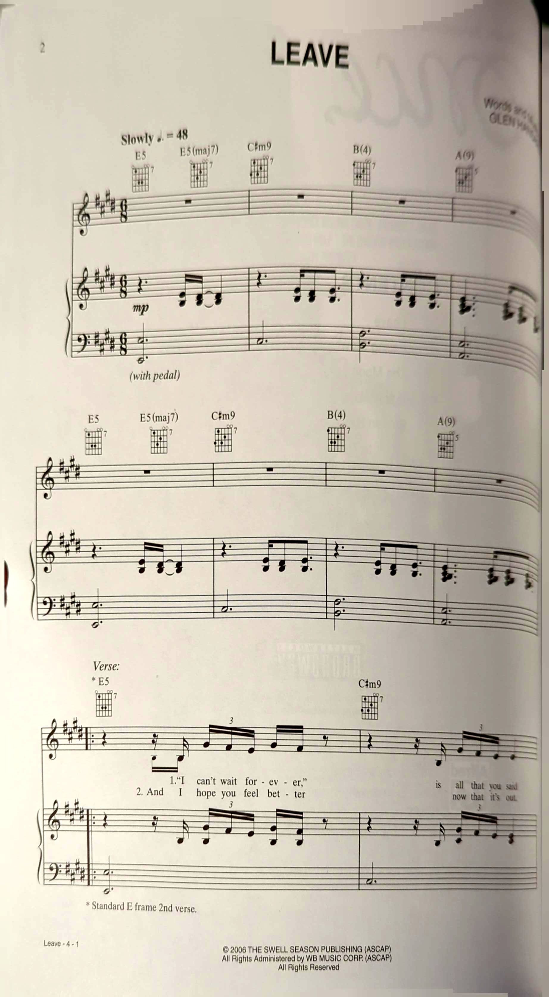 Once - Sheet Music Selections: Piano, Vocal, Guitar Book by Glen Hansard & Marketa Irglova