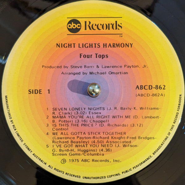 Four Tops - Night Lights Harmony Vinyl LP (Used)