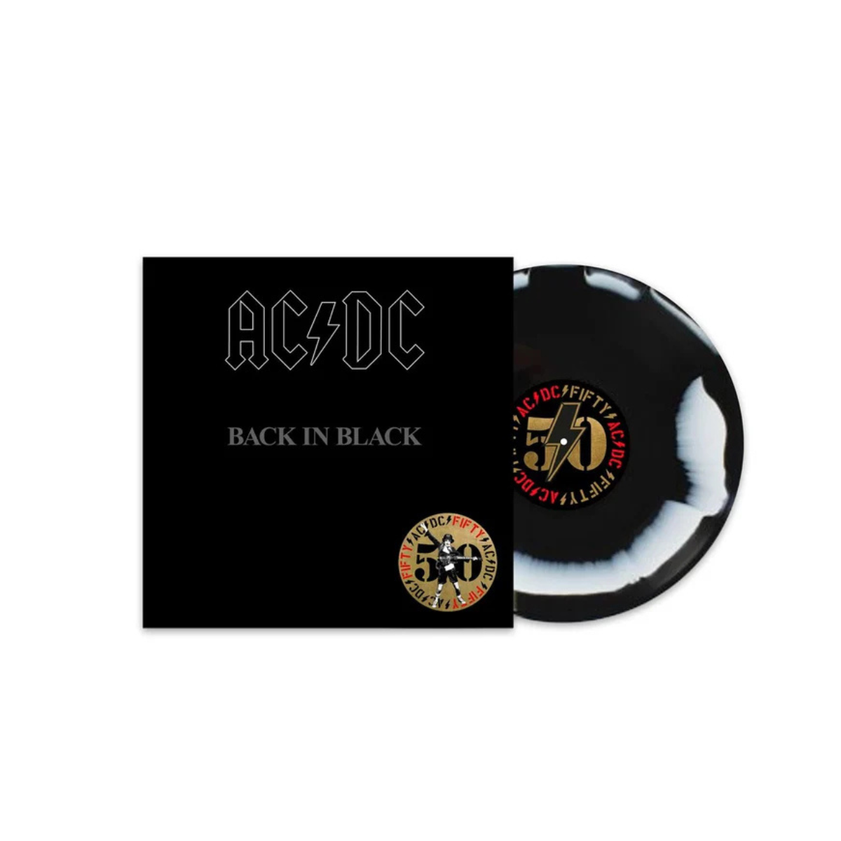 AC/DC – Back In Black Black White Swirl Coloured Vinyl LP