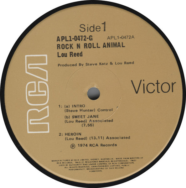 Lou Reed - Rock N Roll Animal Vinyl LP (Used)