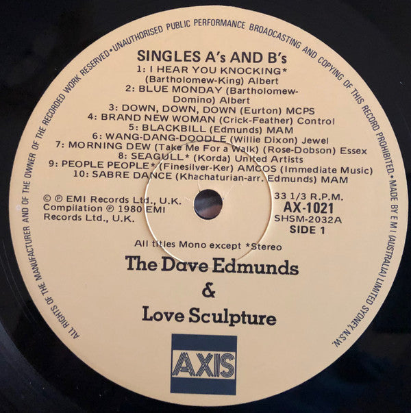 Dave Edmunds & Love Sculpture - The Dave Edmunds & Love Sculpture Single's A's & B's Vinyl LP (Used)