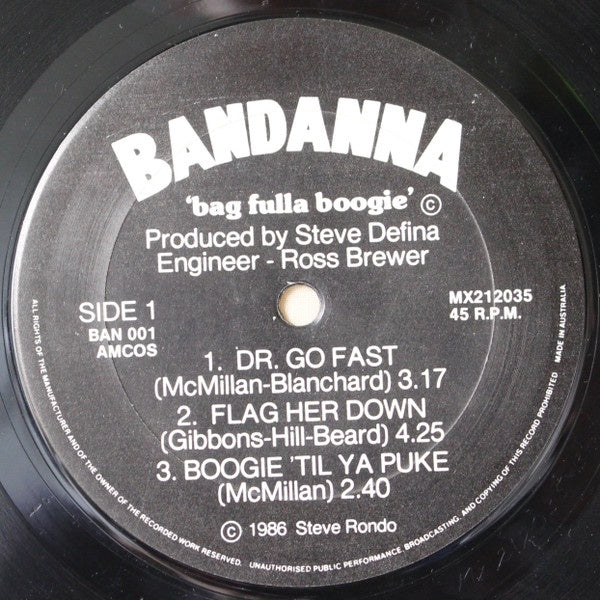 Bandanna - Bag Fulla Boogie 12" Vinyl EP (Used)