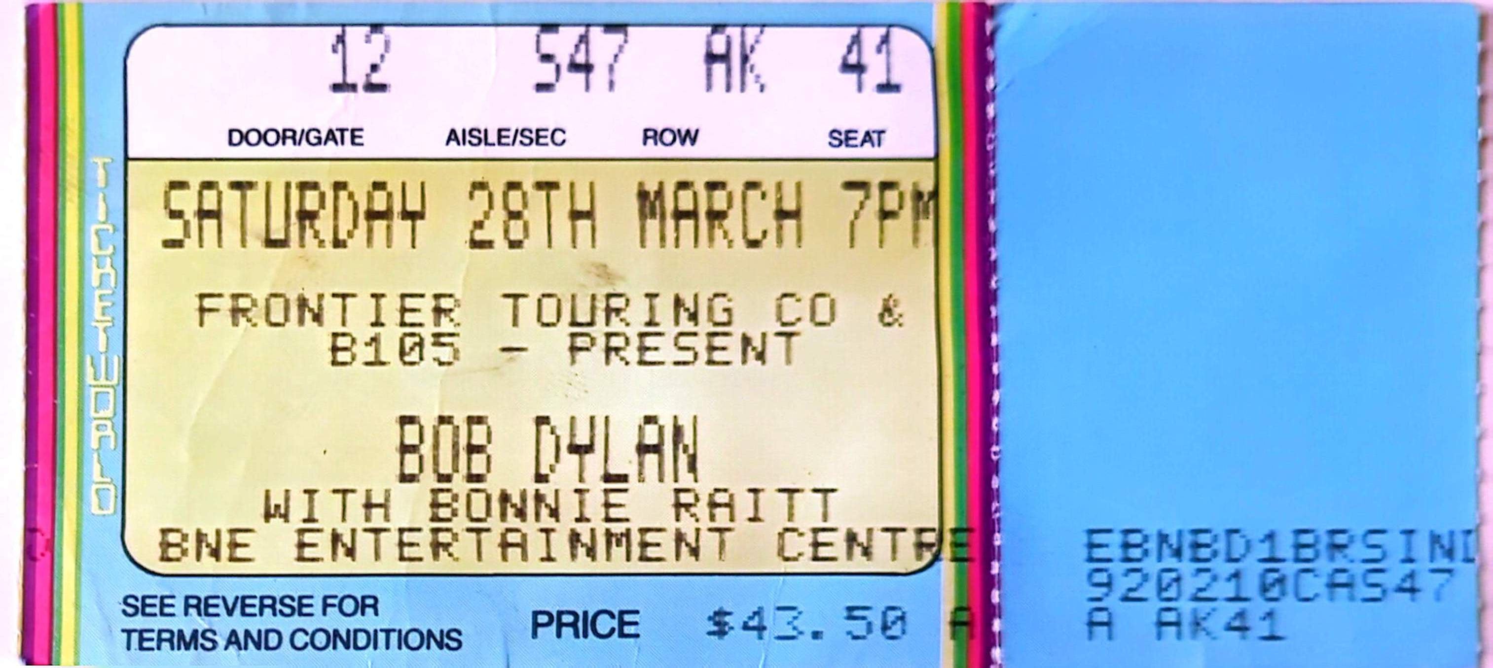 Bob Dylan - 1992 Original Vintage Concert Ticket Seat 41