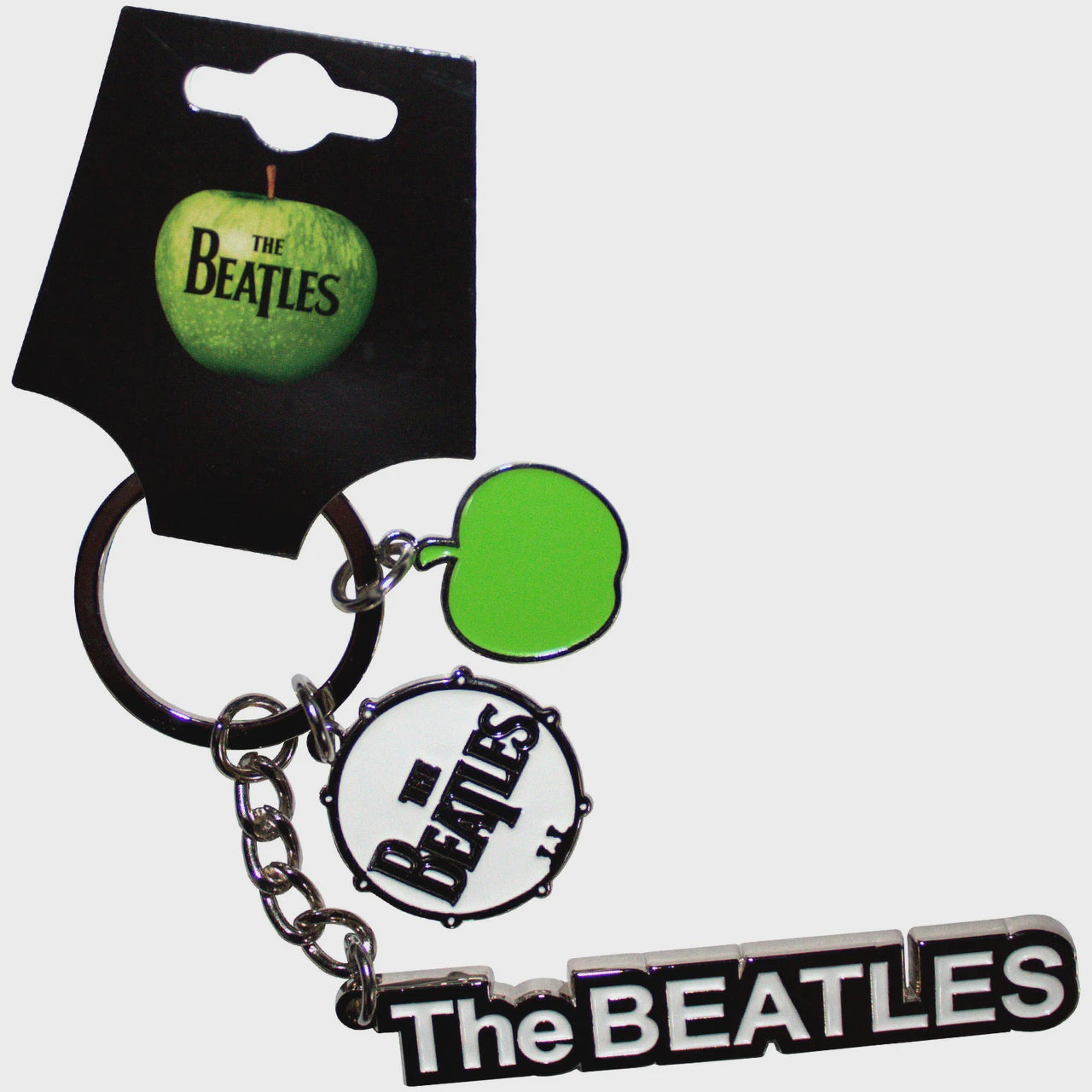 Beatles - Text Logo Drop T Drum & Apple Charms Keychain
