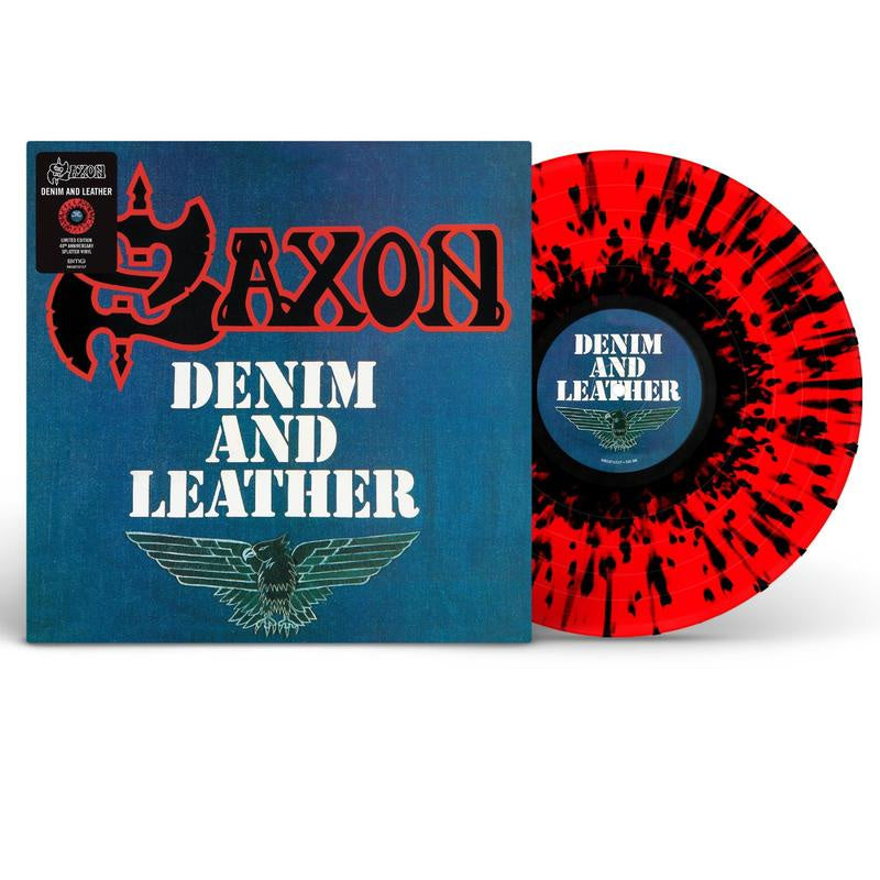 Saxon - Denim And Leather Red/Black Splatter Coloured Vinyl LP