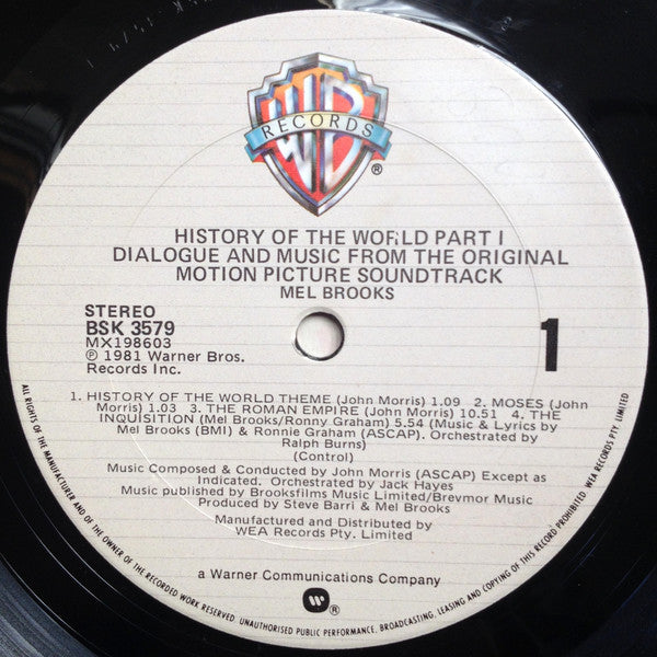 Soundtrack - Mel Brooks' History Of The World Part 1 (Dialogue And Music From The Original Motion Picture Sound Track) Vinyl LP (Used)