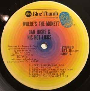 Dan Hicks & His Hot Licks - Where's The Money? Vinyl LP (Used)