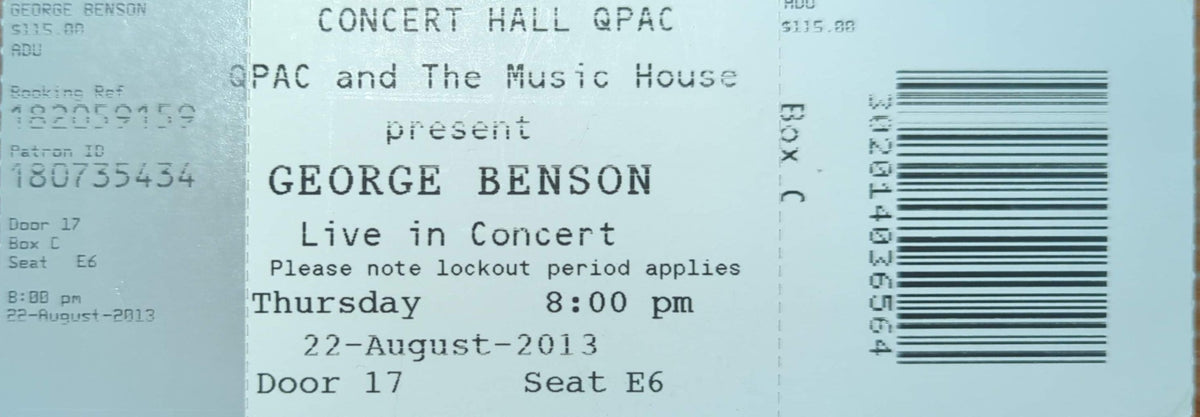 George Benson - 2013 Original Vintage Concert Ticket Seat #E6