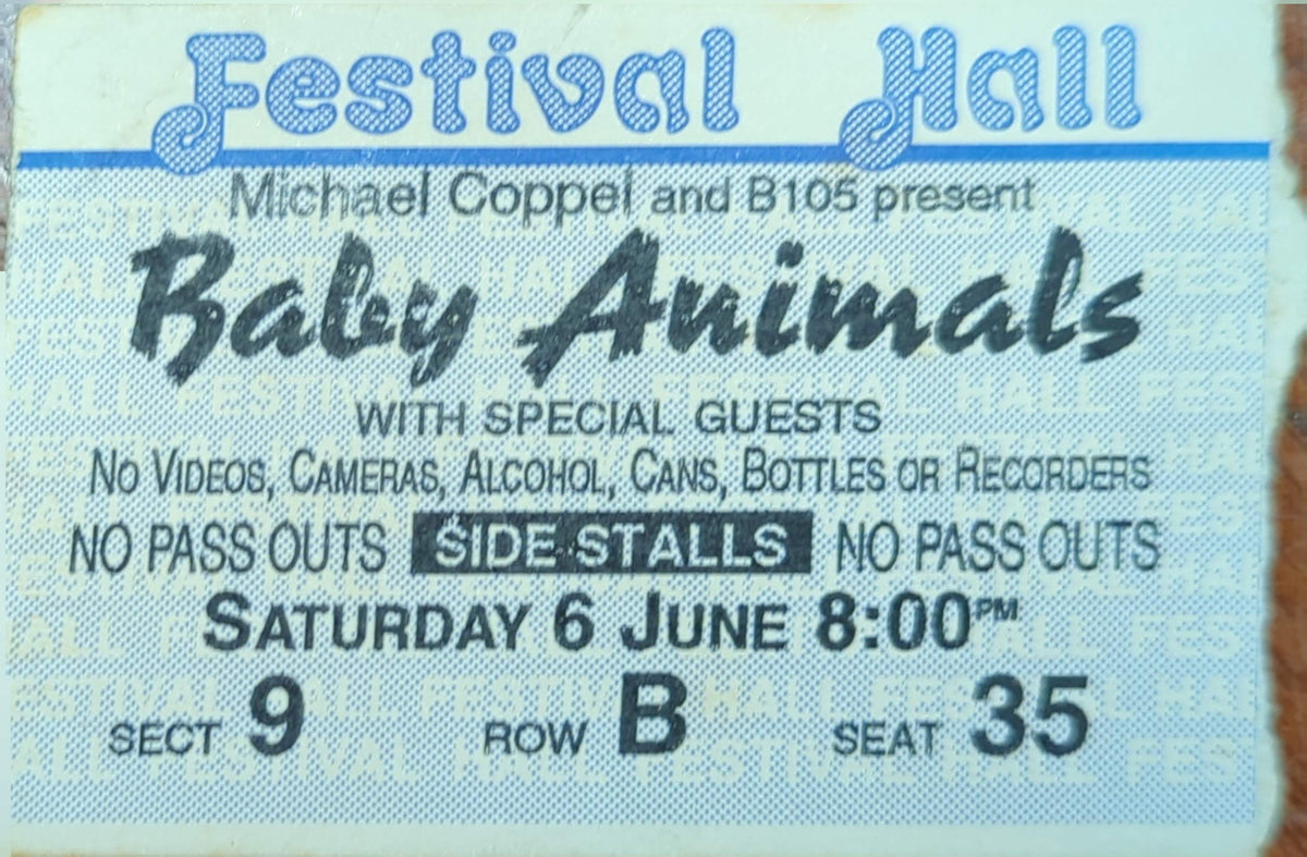 Baby Animals - 1992 Original Vintage Concert Ticket Seat #B35
