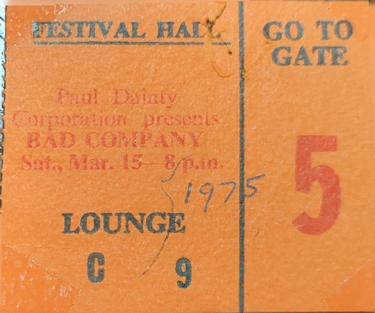 Bad Company - 1975 Original Vintage Concert Ticket Seat #C9