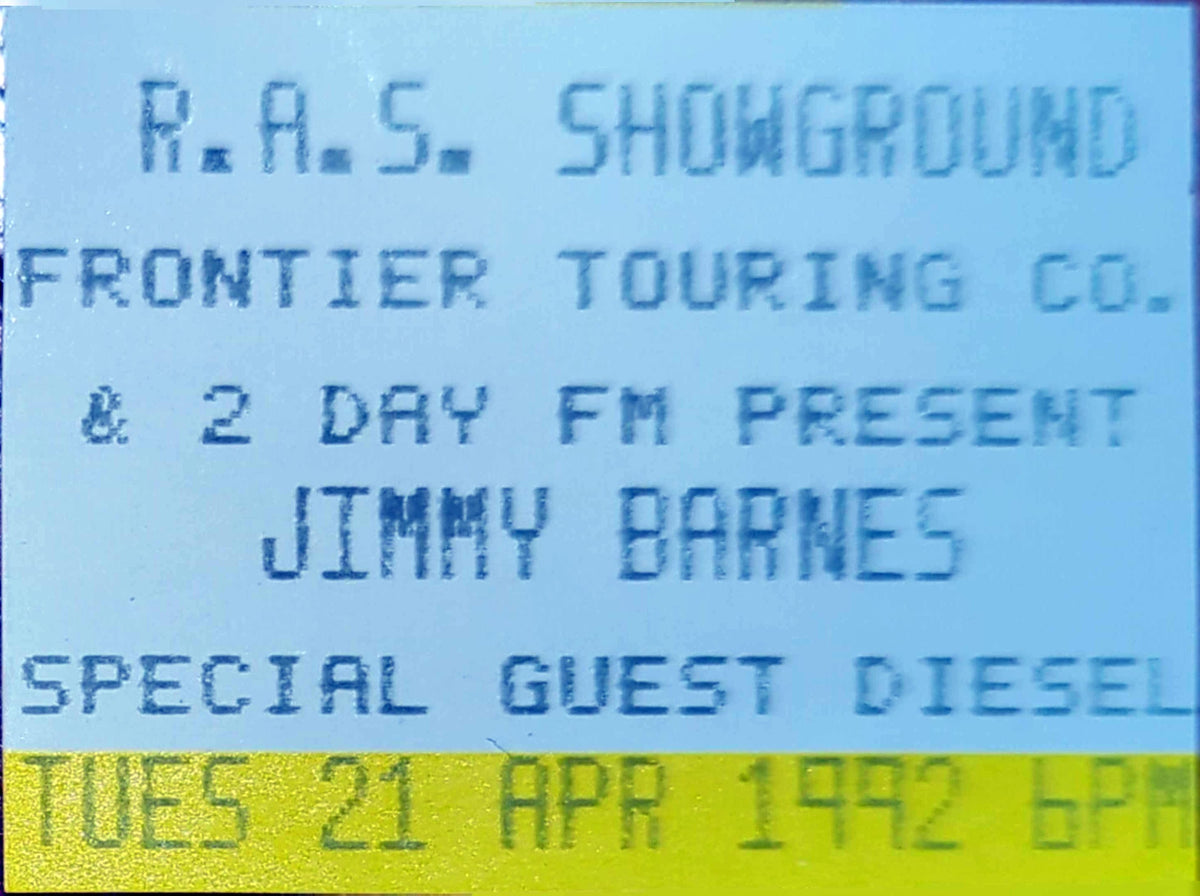 Jimmy Barnes - 1992 Original Vintage Concert Ticket