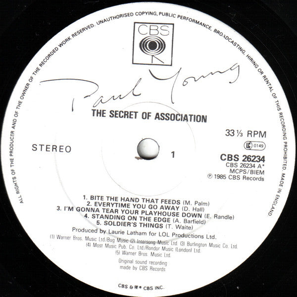 Paul Young – The Secret Of Association Vinyl LP (Used)