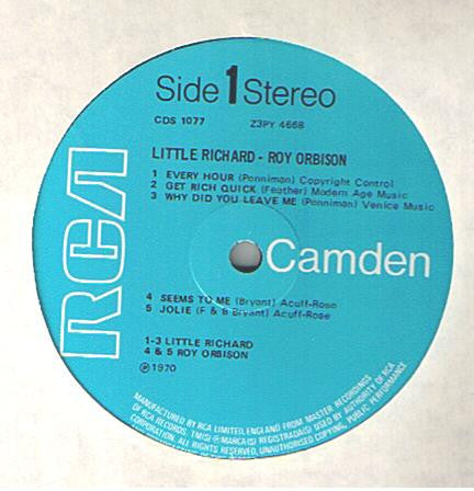 Little Richard & Roy Orbison - Little Richard & Roy Orbison Vinyl LP (Used)