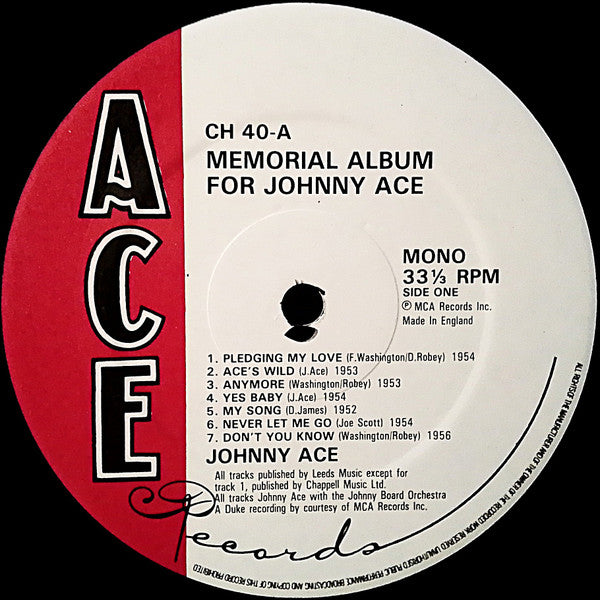 Johnny Ace - Memorial Album For Johnny Ace Reissue Vinyl LP (Used)