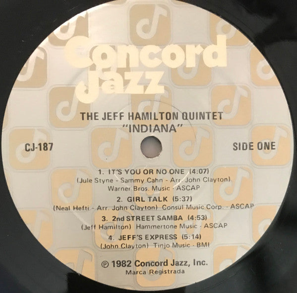 Jeff Hamilton Quintet - Indiana Vinyl LP (Used)