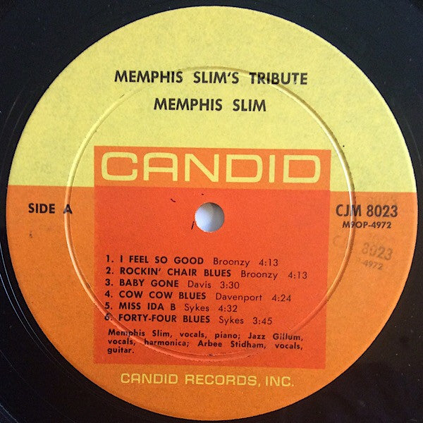 Memphis Slim - Memphis Slim's Tribute To Big Bill Broonzy Leroy Carr Cow Cow Davenport Curtis Jones Jazz Gillum Vinyl LP (Used)