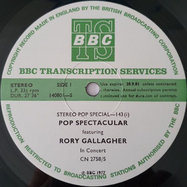 Rory Gallagher - Stereo Pop Special-143 Vinyl LP (Used)