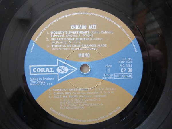 Eddie Condon And His Chicagoans, Jimmy McPartland And His Orchestra & George Wettling's Chicago Rhythm Kings - Chicago Jazz Vinyl LP (Used)