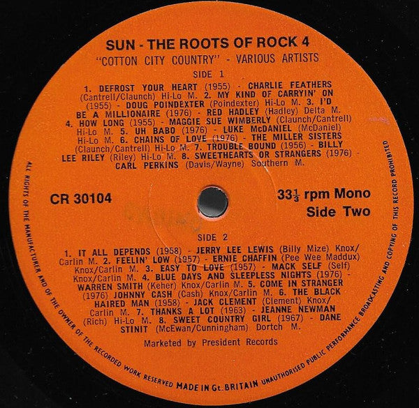 Various Artists - Sun: The Roots Of Rock: Volume 4: Cotton City Country Vinyl LP (Used)