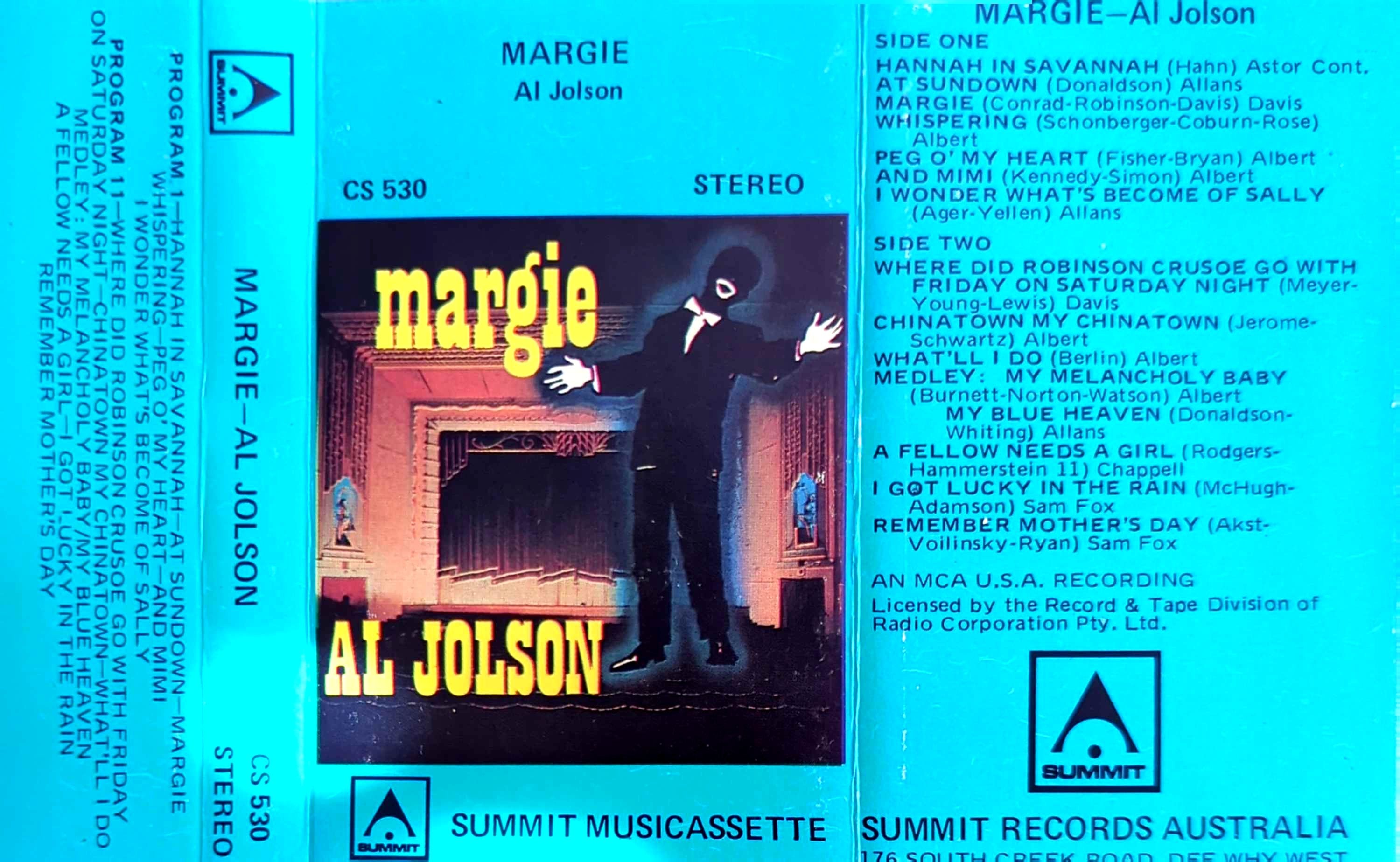 Al Jolson - Margie Cassette Tape
