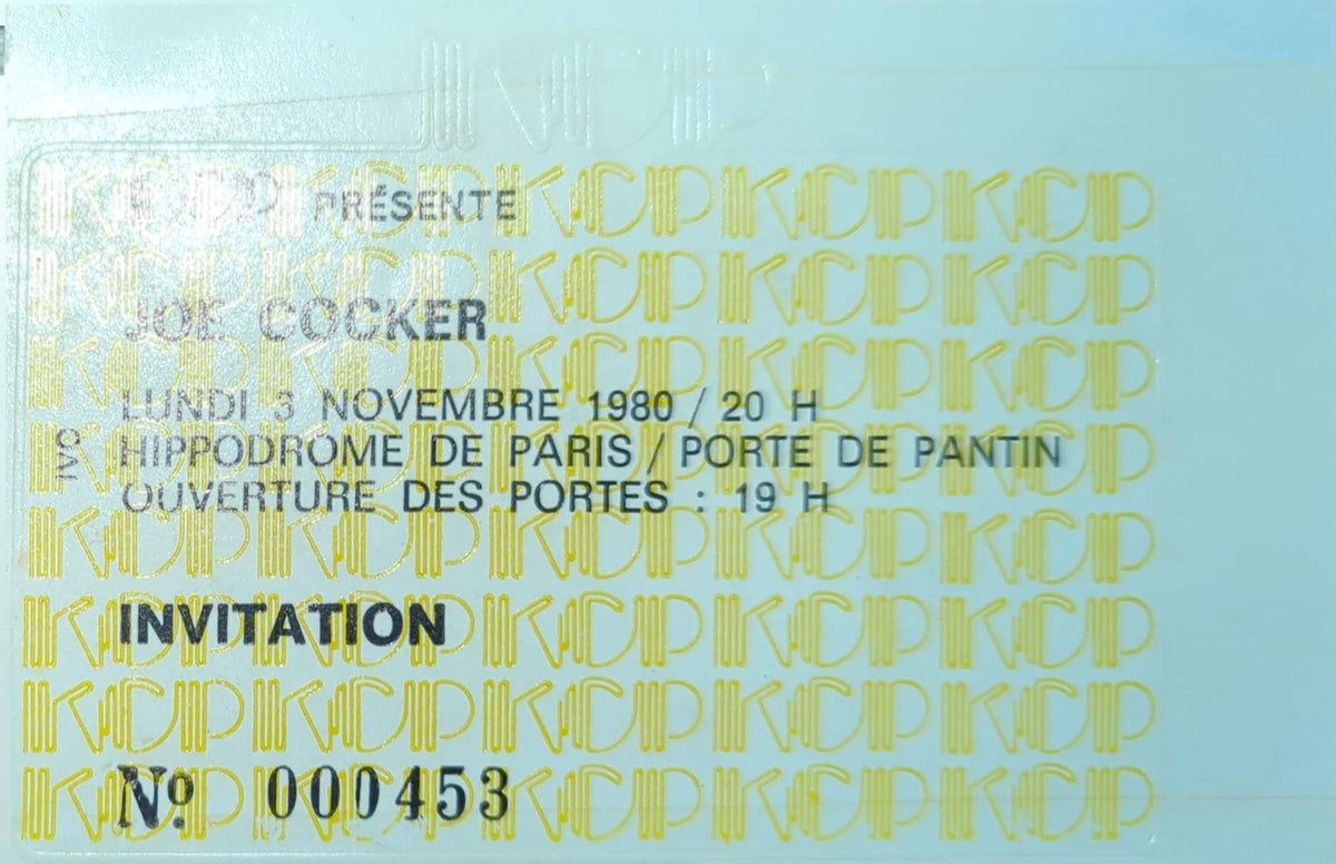 Joe Cocker - 1980 Original Vintage Concert Ticket Seat #453