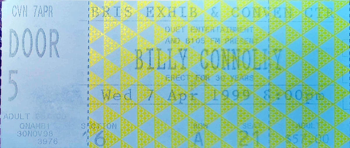 Billy Connolly - 1999 Original Vintage Concert Ticket Seat #A21