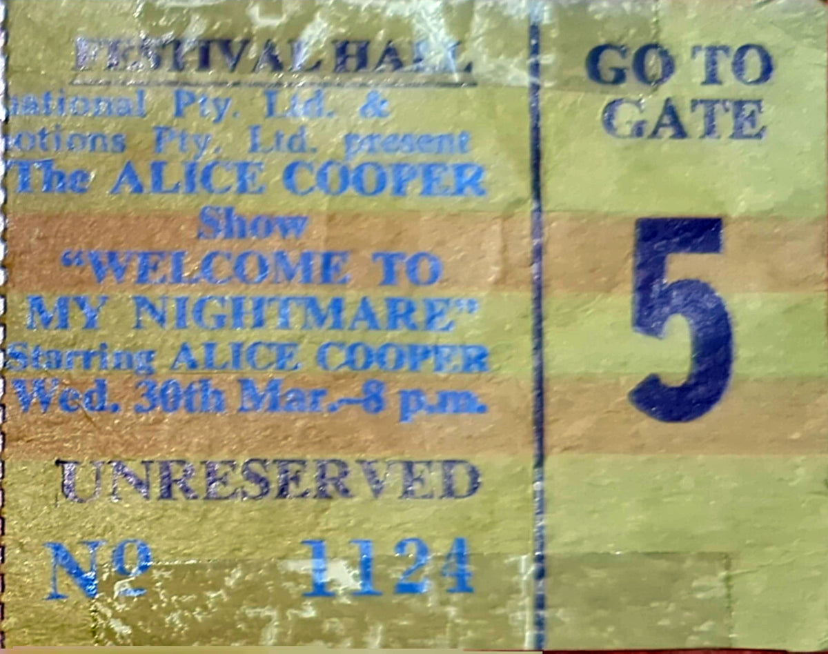 Alice cooper - 1977 Original Vintage Concert Ticket Seat #1124