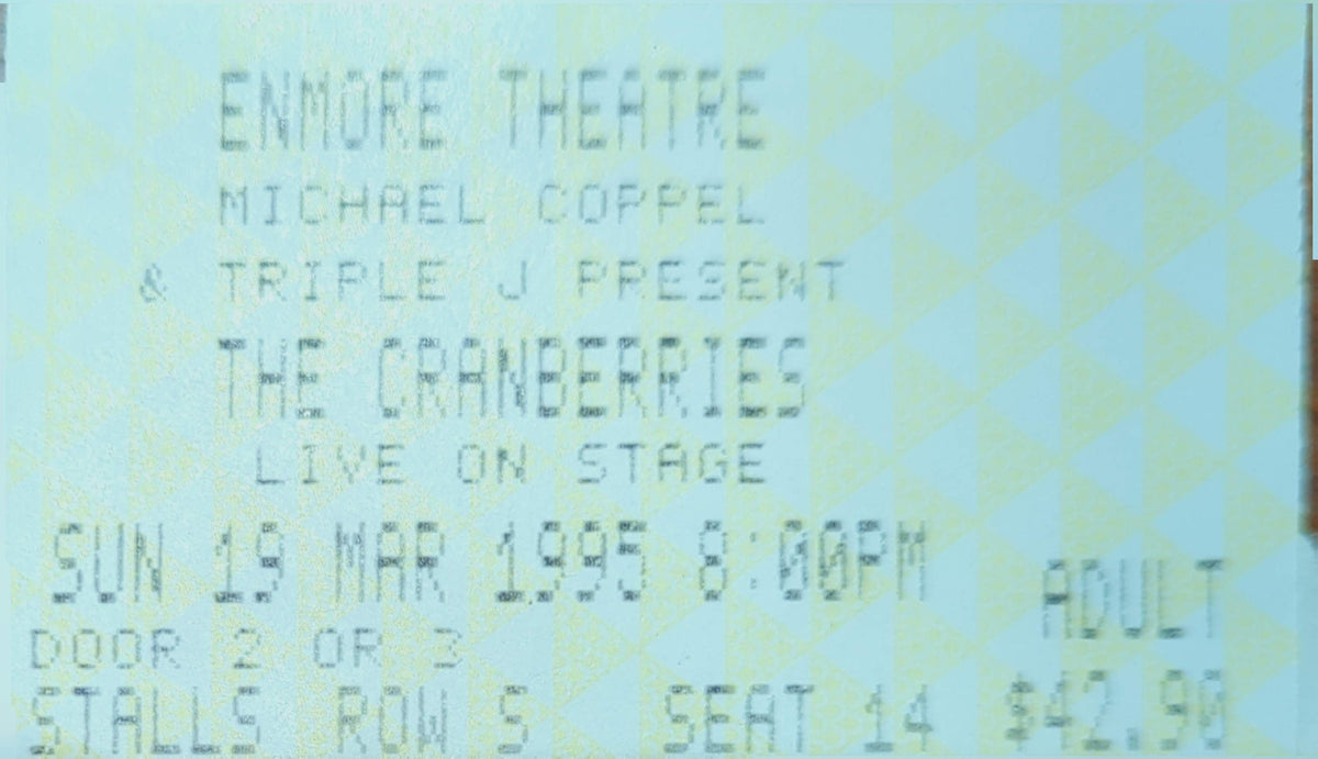 Cranberries - 1995 Original Vintage Concert Ticket Seat #S14