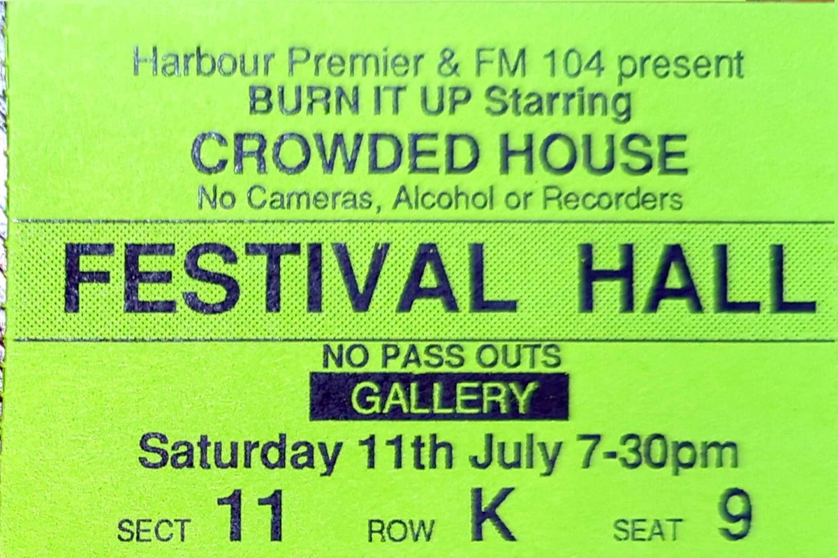 Crowded House - 1987 Original Vintage Concert Ticket Seat #K9