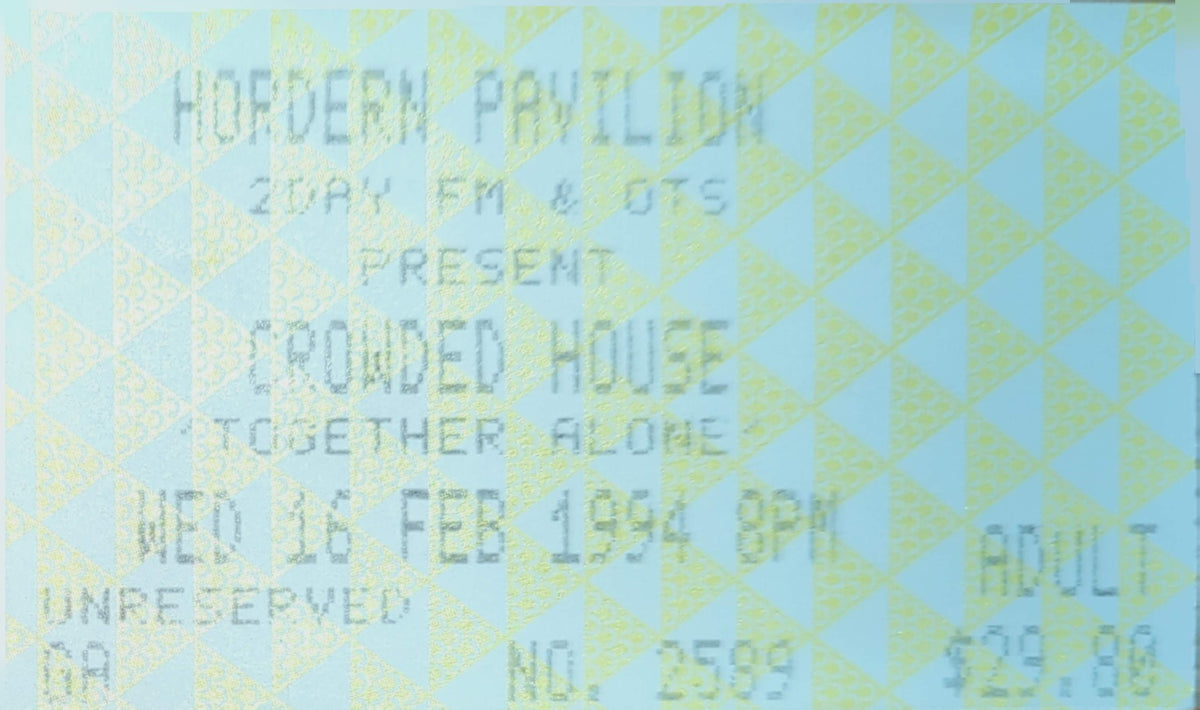 Crowded House - 1994 Original Vintage Concert Ticket Seat #2589