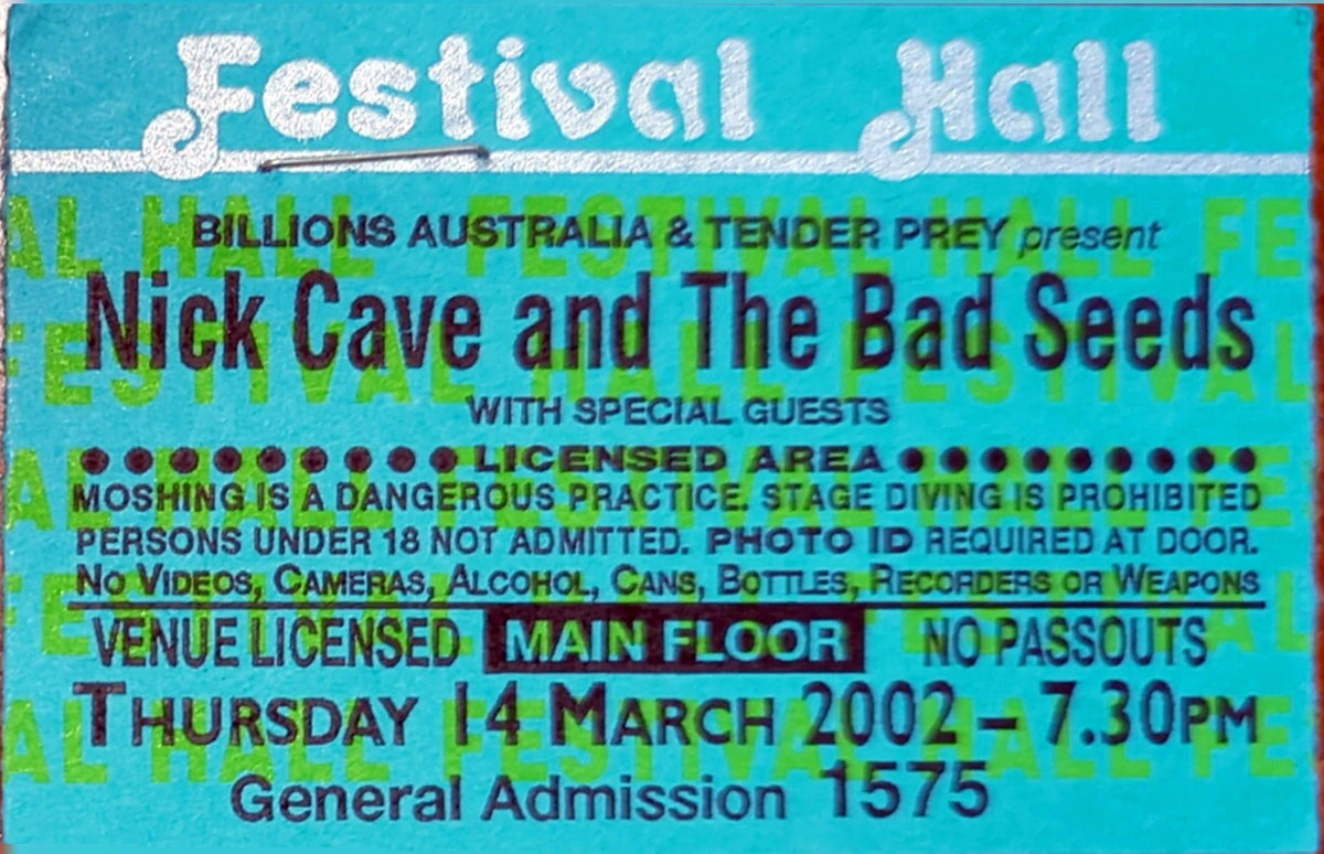 Nick Cave & The Bad Seeds - 2002 Original Vintage Concert Ticket Seat #1575