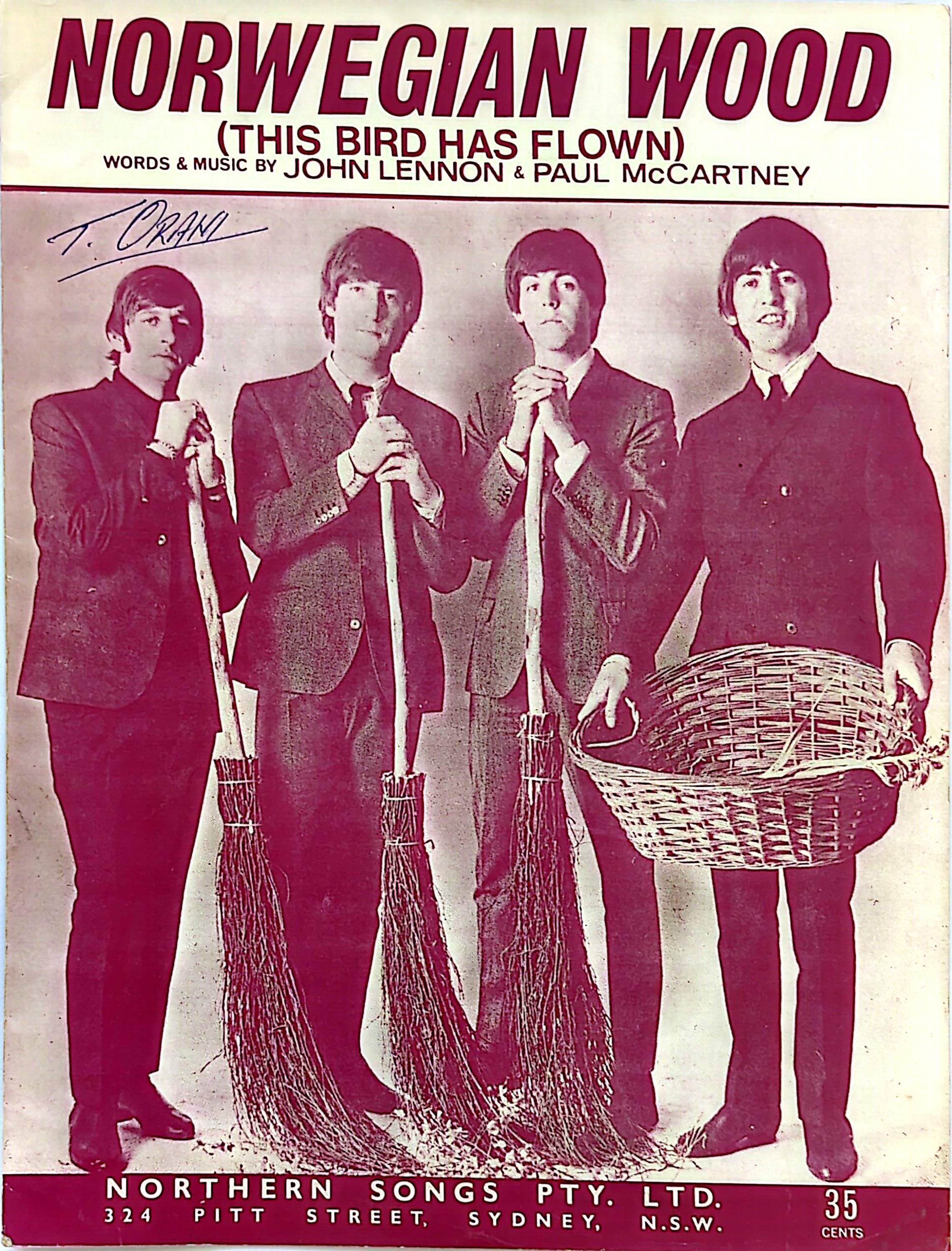 Beatles - Norwegian Wood (This Bird Has Flown) 1965 Vintage Sheet Music