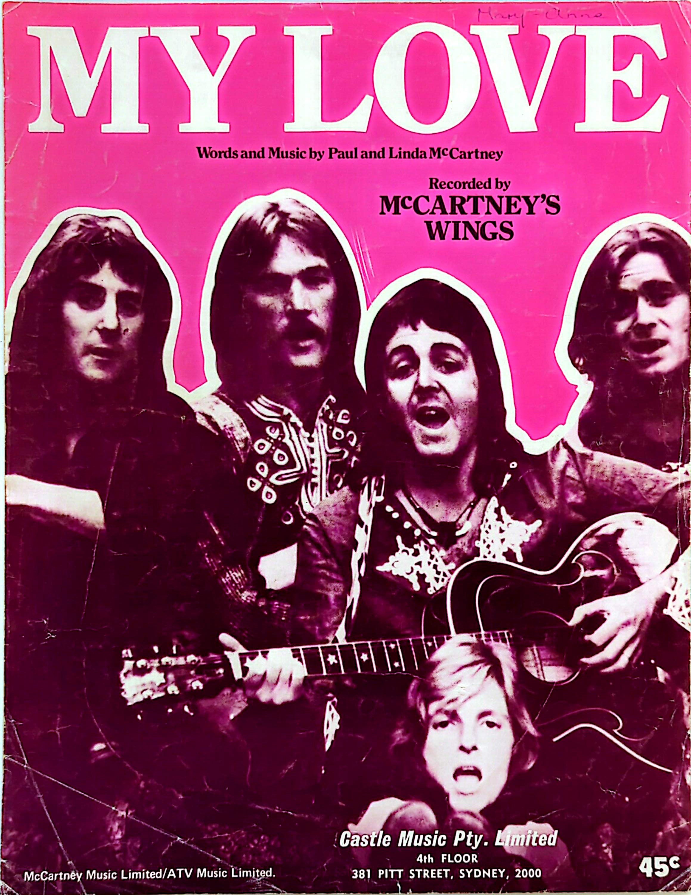 Paul McCartney & Wings - My Love 1973 Vintage Sheet Music