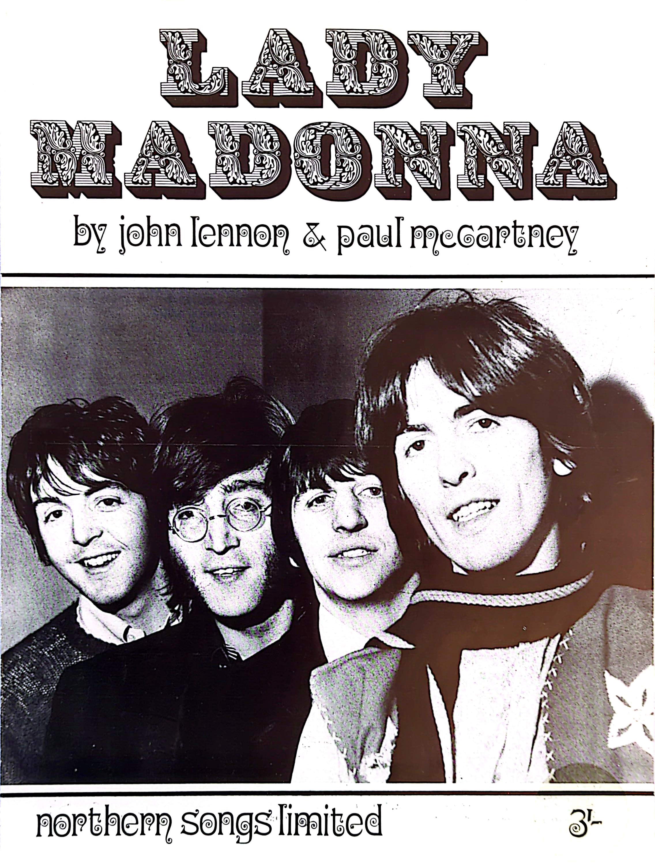Beatles - Lady Madonna 1968 UK Vintage Sheet Music