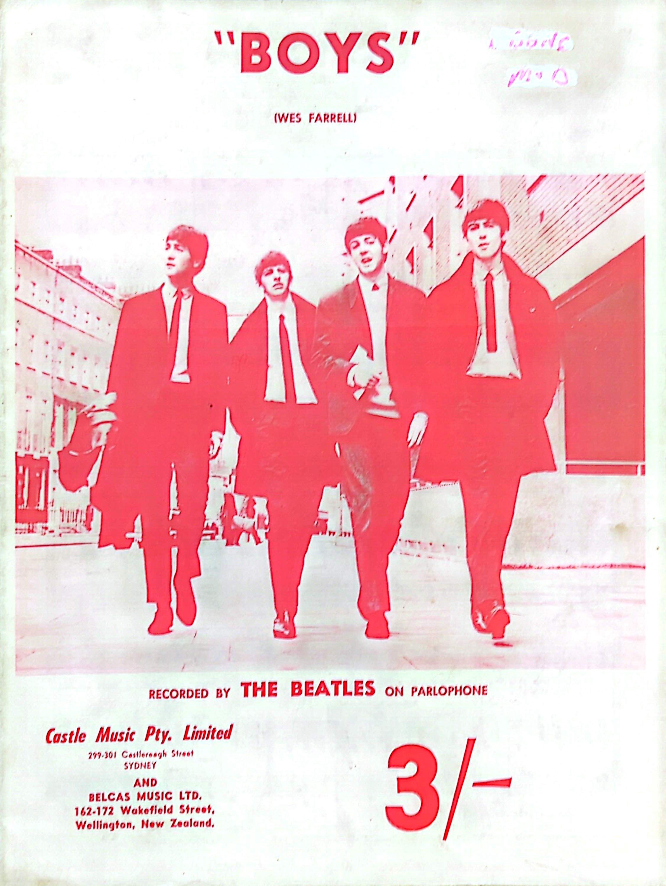 Beatles - Boys NZ Vintage Sheet Music