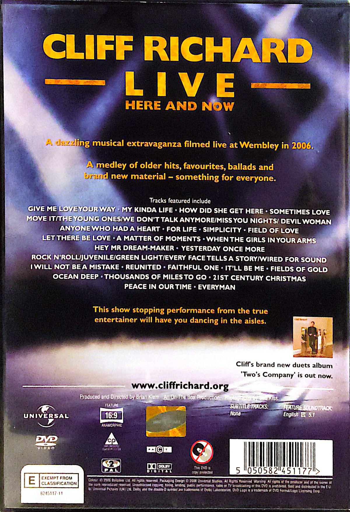 Cliff Richard - Live Here And Now DVD