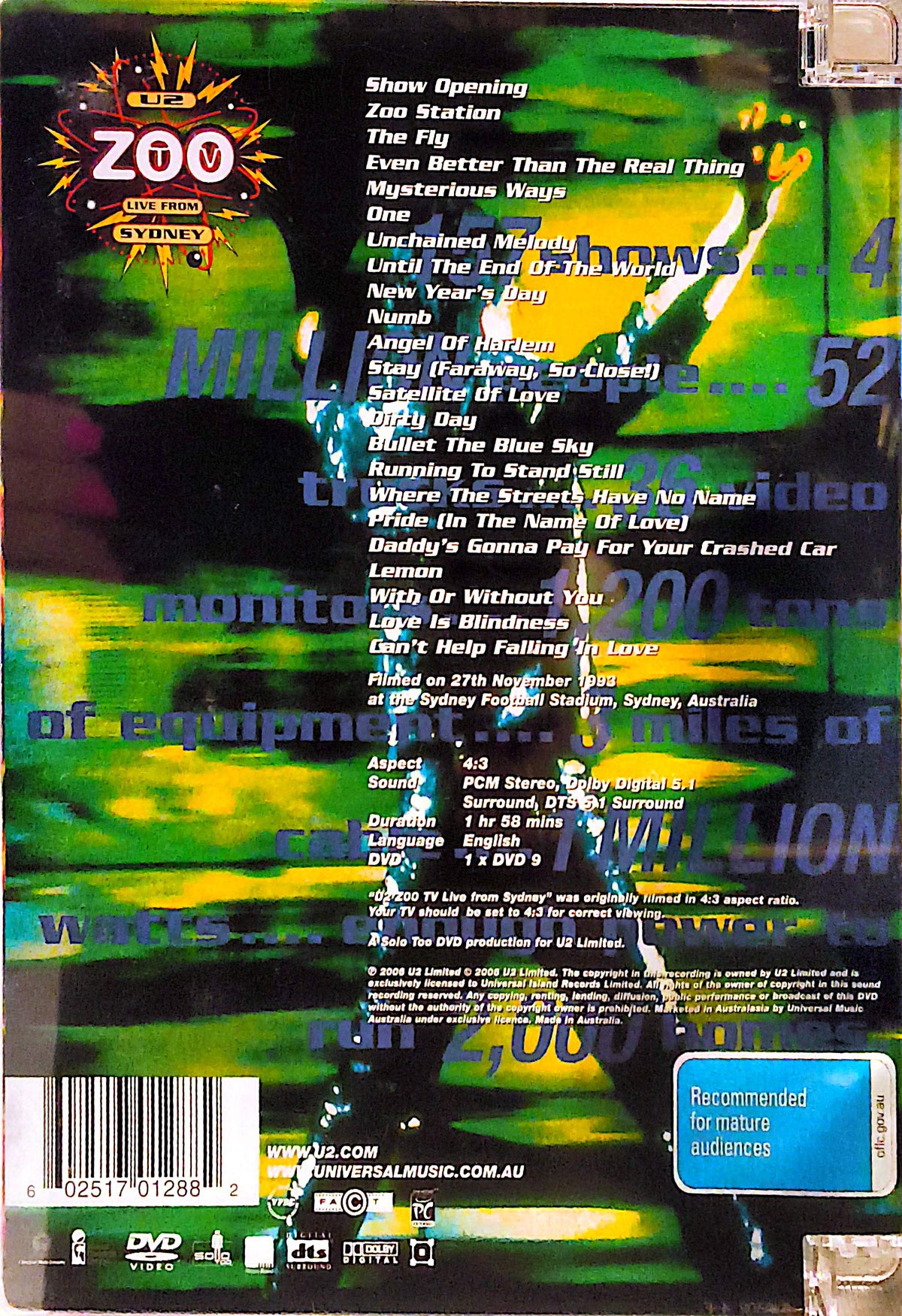 U2 - ZooTV Live From Sydney DVD