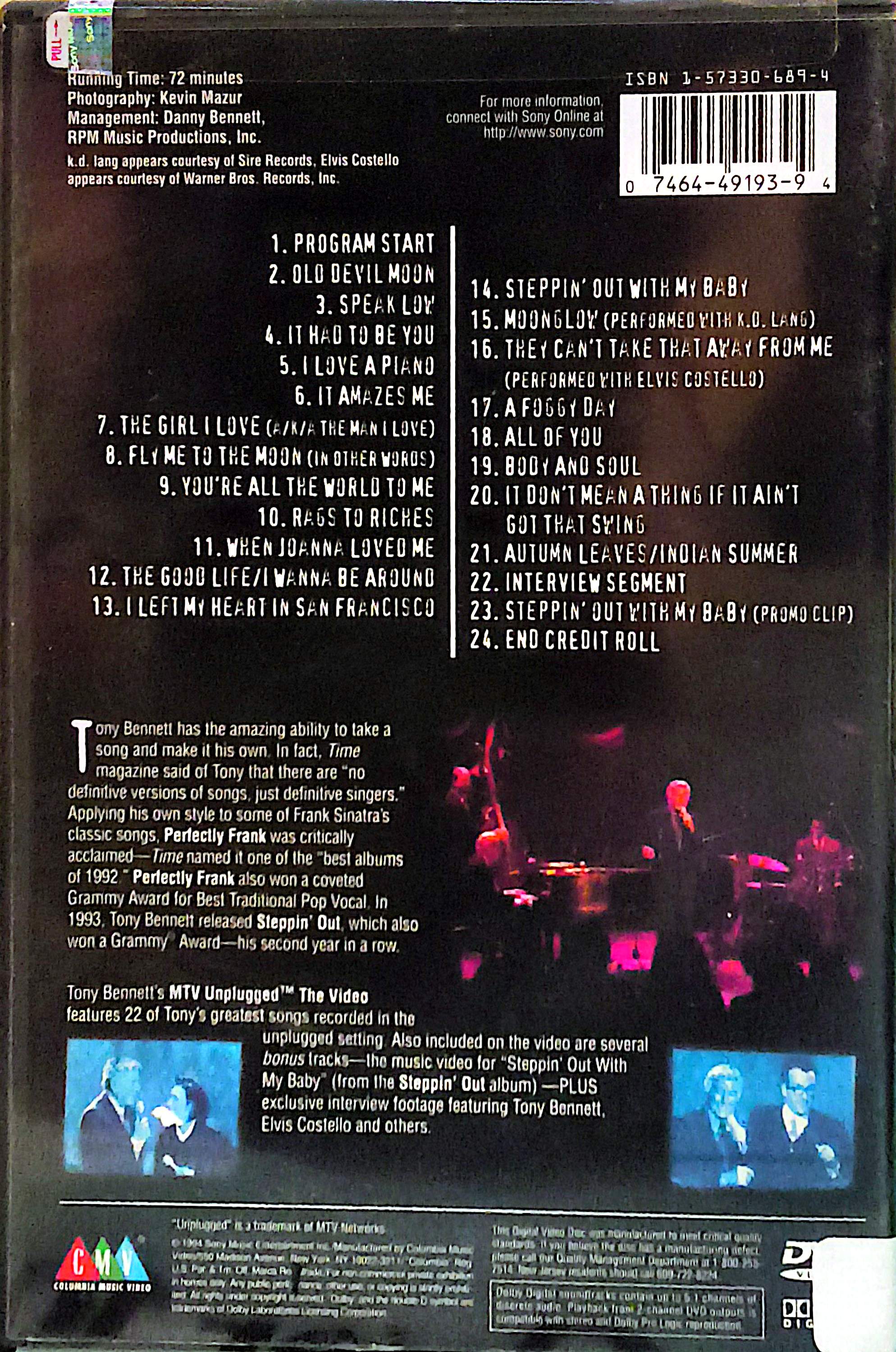 Tony Bennett - Unplugged The Video DVD