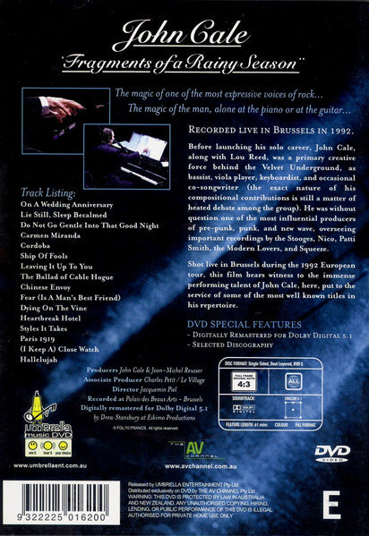 John Cale – Fragments Of A Rainy Season DVD