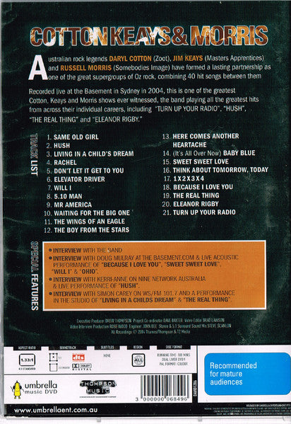 Cotton Keays & Morris – Live At The Basement DVD
