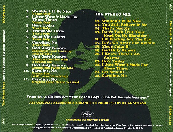Beach Boys - Pet Sounds CD Sampler PROMO