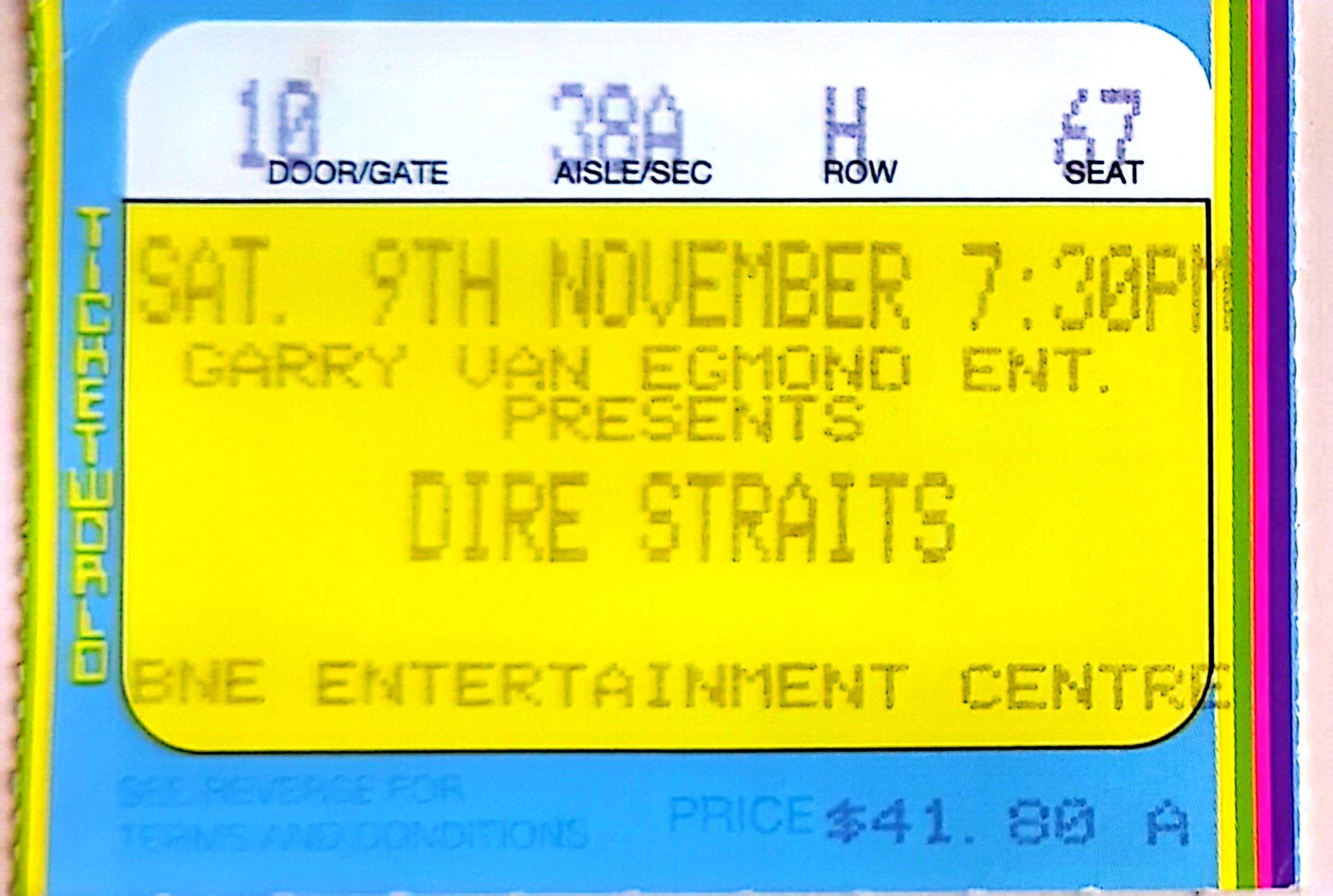 Dire Straits - 1991 Original Vintage Concert Ticket Seat 67