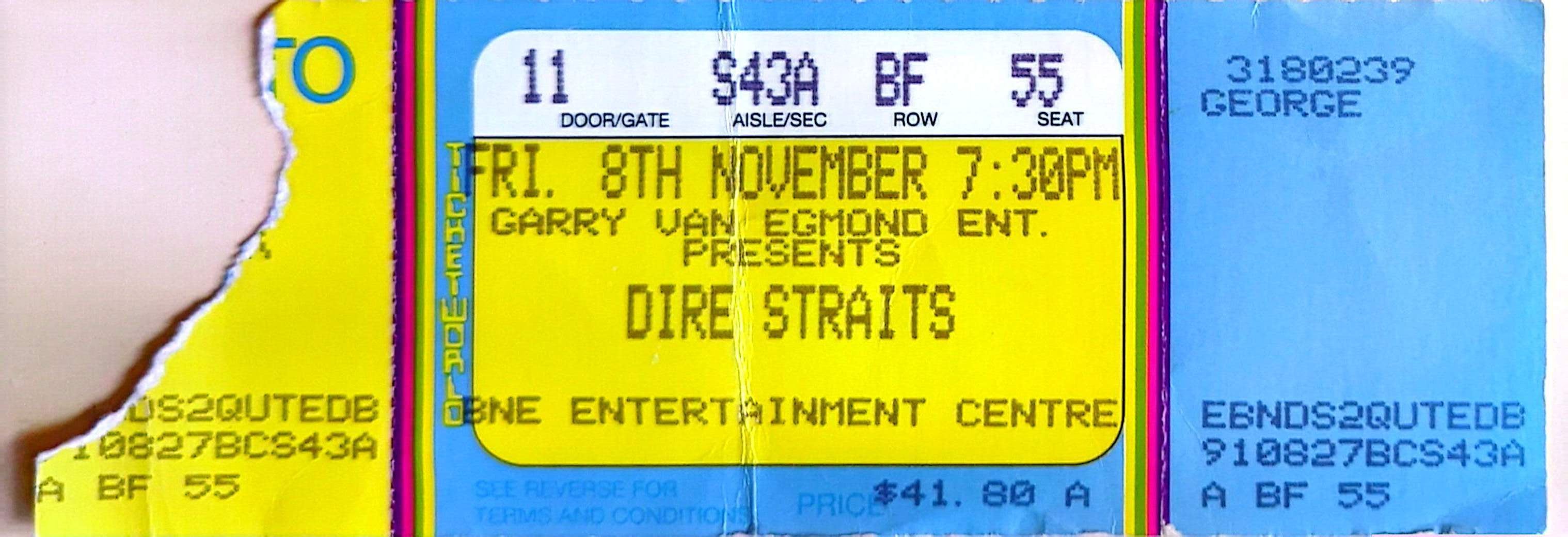 Dire Straits - 1991 Original Vintage Concert Ticket Seat 55