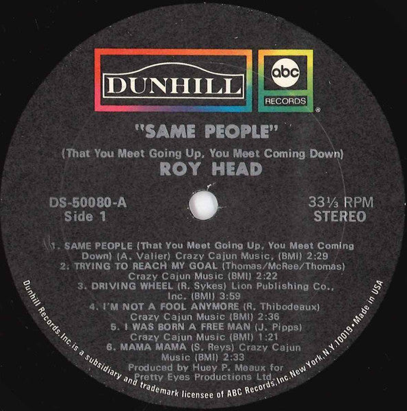 Roy Head - Same People (That You Meet Going Up, You Meet Coming Down) Vinyl LP (Used)
