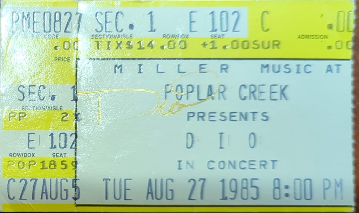 Dio - 1985 Original Vintage Concert Ticket Seat #E102