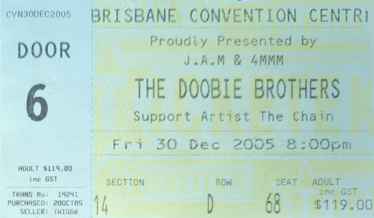 Doobie Brothers - 2005 Original Vintage Concert Ticket Seat #D68