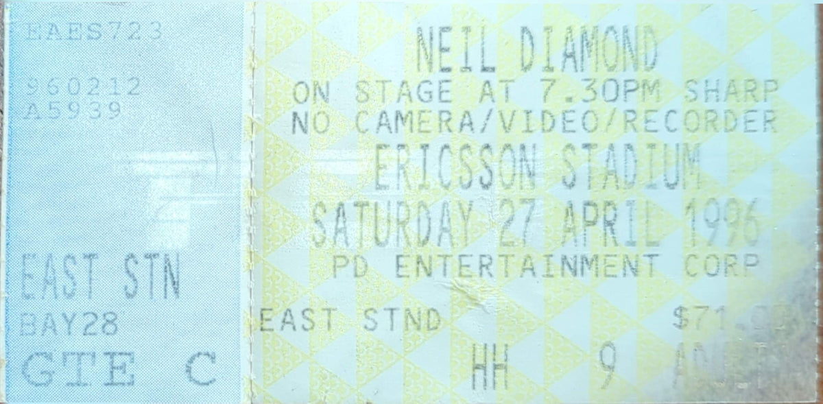 Neil Diamond - 1996 Original Vintage Concert Ticket Seat #9