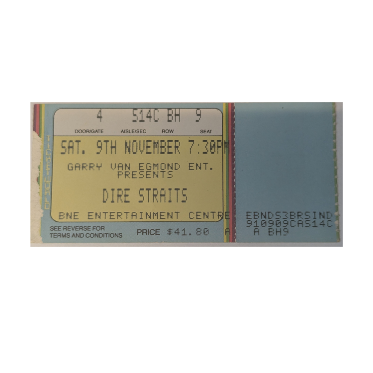 Dire Straits - On Every Street Tour 1991 Original Vintage Concert Ticket Night Three