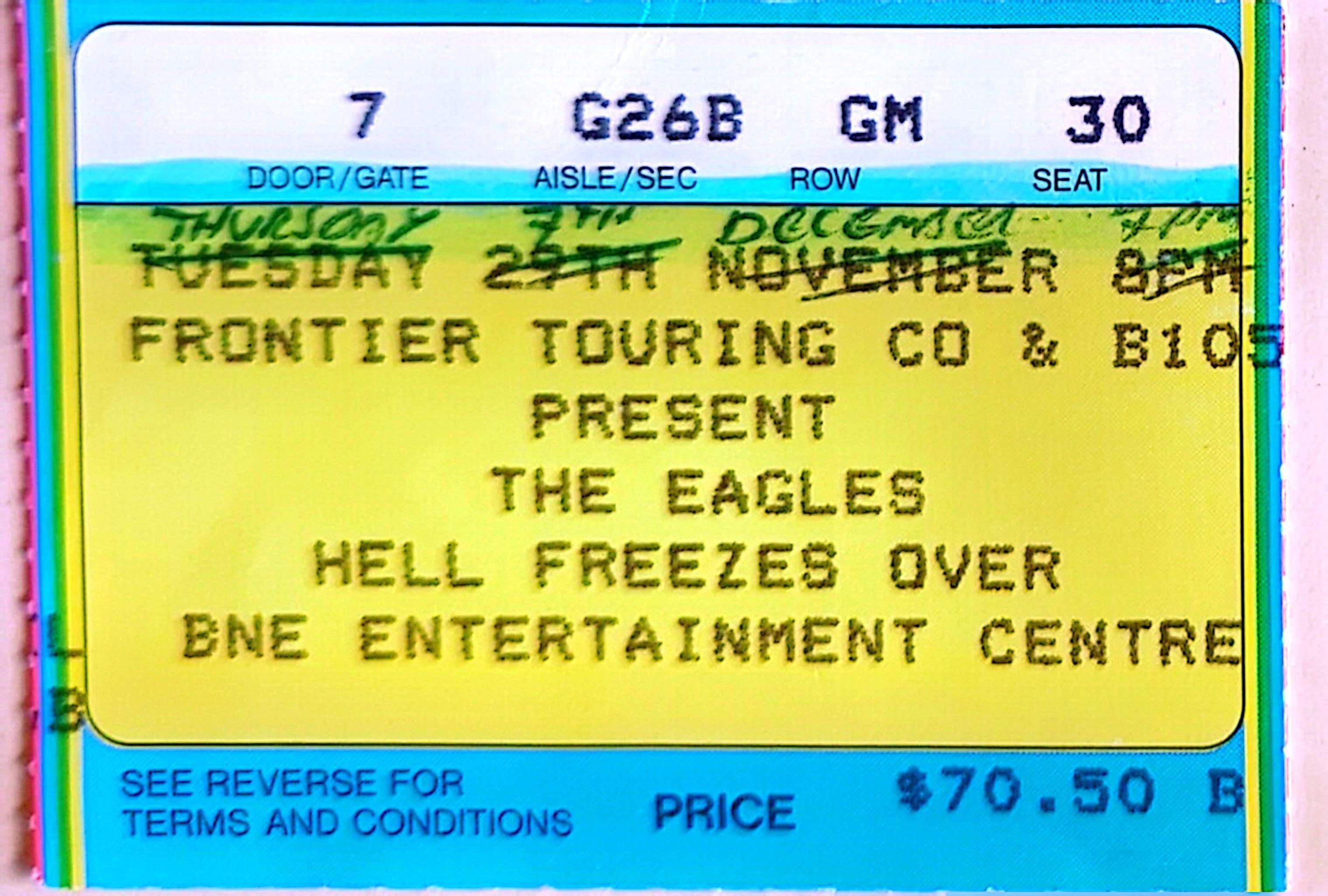 Eagles - 1994 Original Vintage Concert Ticket Seat 30